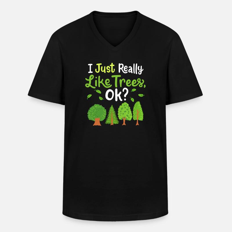 Bäume Wald - Männer-T-Shirt mit V-Ausschnitt - Schwarz