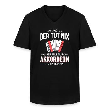Der Tut Nix Der Will Nur Akkordeon Spielen - Männer-T-Shirt mit V-Ausschnitt - Schwarz - Vorne - AI Model Male 178 dark (178cm)
