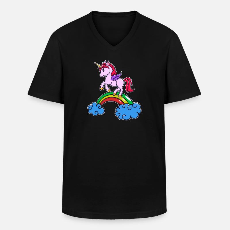 Einhorn Cool Tier - Männer-T-Shirt mit V-Ausschnitt - Schwarz
