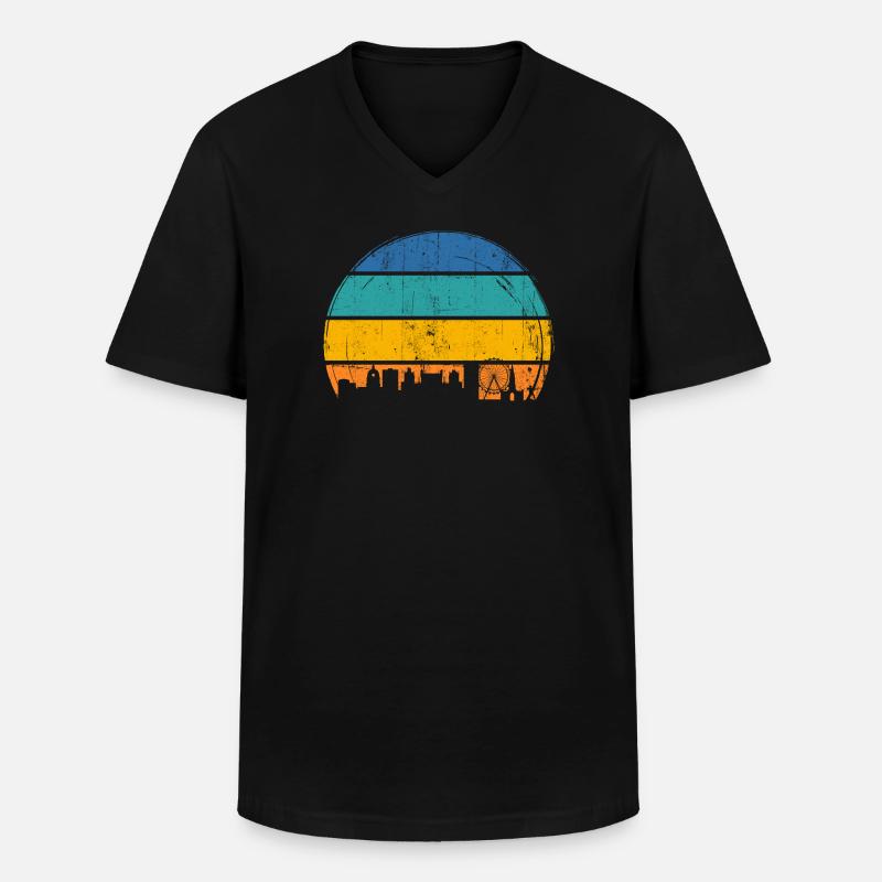 Urbane Sonnenuntergangs-Skyline - Männer-T-Shirt mit V-Ausschnitt - Schwarz