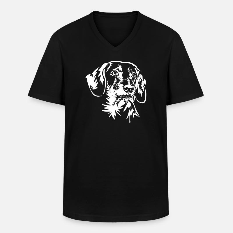 Dackel Kopf "Black Edition" - Männer-T-Shirt mit V-Ausschnitt - Schwarz