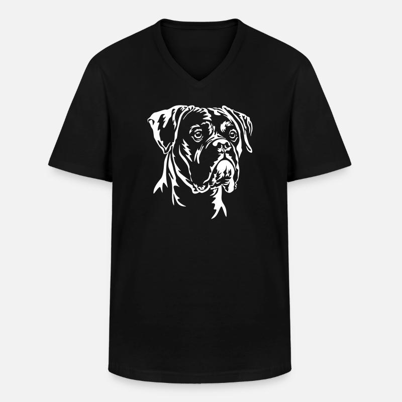 Boxer Kopf "Black Edition" - Männer-T-Shirt mit V-Ausschnitt - Schwarz