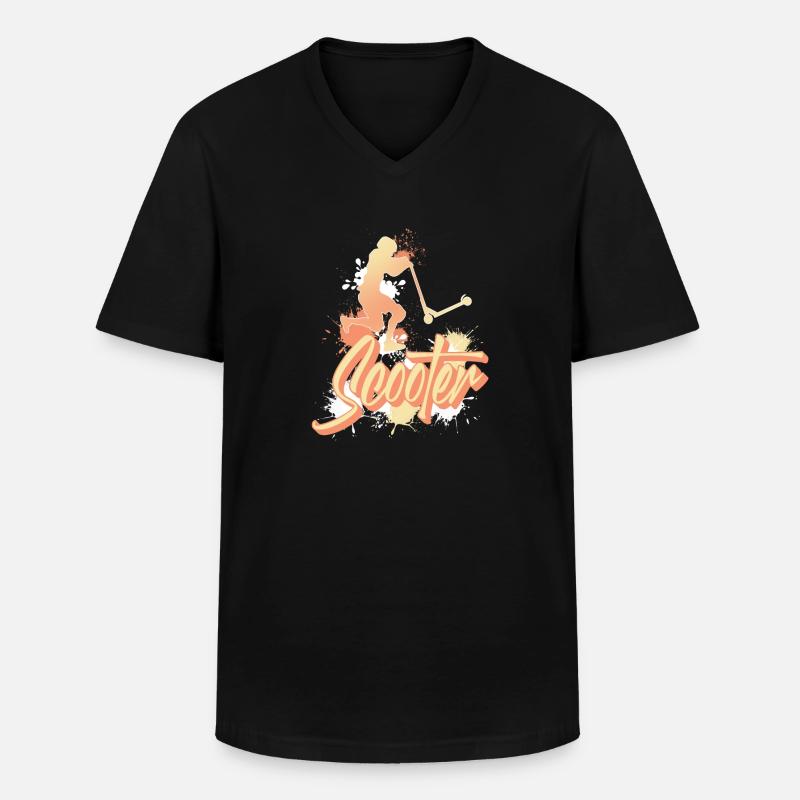 Scooter Tretroller E-Scooter - Männer-T-Shirt mit V-Ausschnitt - Schwarz