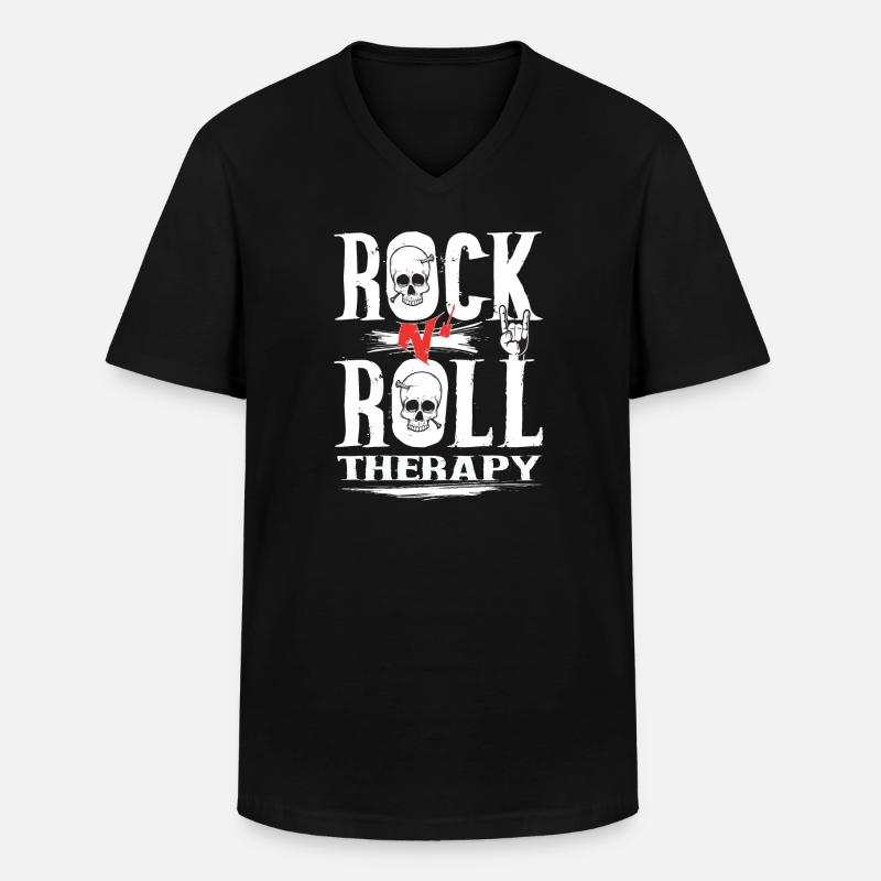 Rock n Roll therapy - Männer-T-Shirt mit V-Ausschnitt - Schwarz