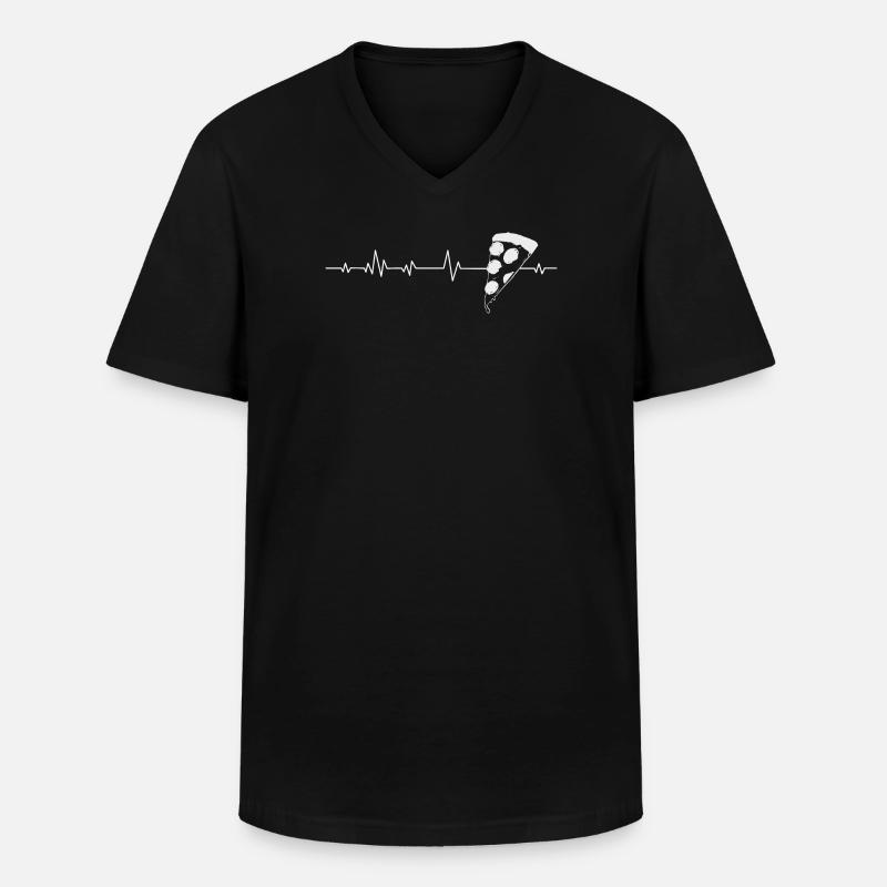 Pizza - Männer-T-Shirt mit V-Ausschnitt - Schwarz