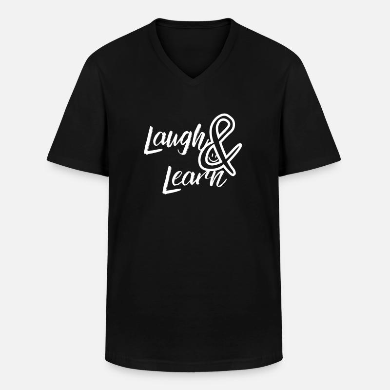 Laugh and Learn - Männer-T-Shirt mit V-Ausschnitt - Schwarz