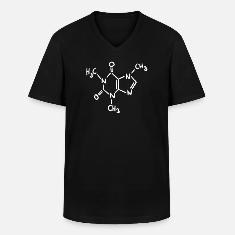 Koffein Kreide Molekül - Männer-T-Shirt mit V-Ausschnitt - Schwarz