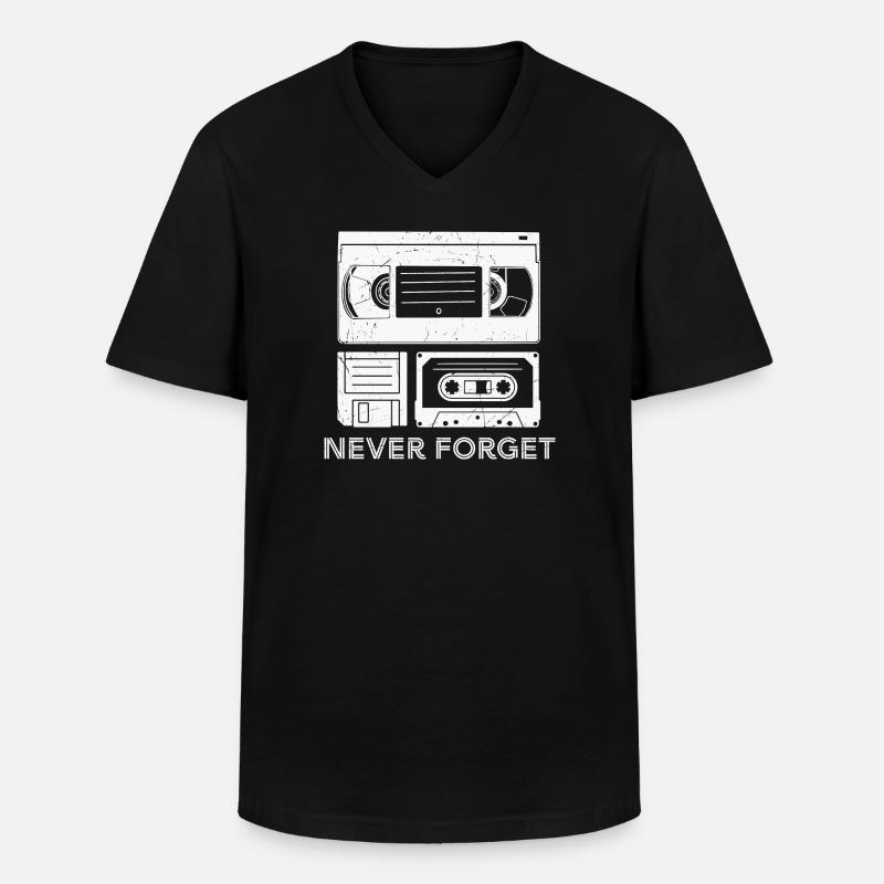Conception créative de cassette - T-shirt col V Homme - noir