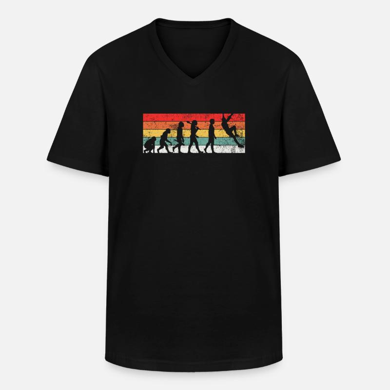 Kletterer Evolution - Männer-T-Shirt mit V-Ausschnitt - Schwarz