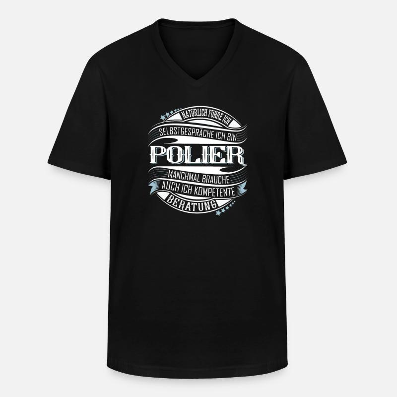 Polier - Männer-T-Shirt mit V-Ausschnitt - Schwarz