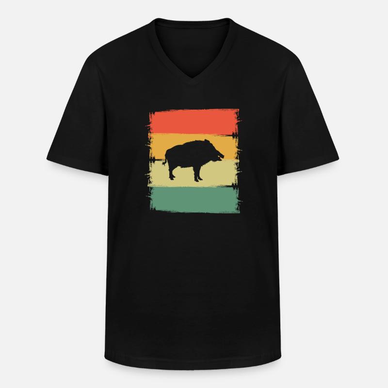 Wildschwein - Männer-T-Shirt mit V-Ausschnitt - Schwarz