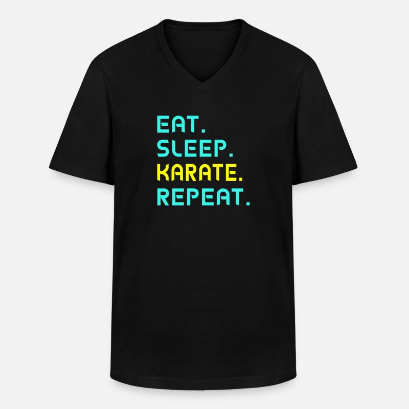 Eat. Sleep. Karate. Repeat. - Männer-T-Shirt mit V-Ausschnitt - Schwarz