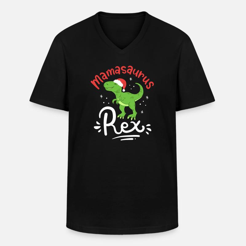 Weihnachten Mama Saurus - Männer-T-Shirt mit V-Ausschnitt - Schwarz