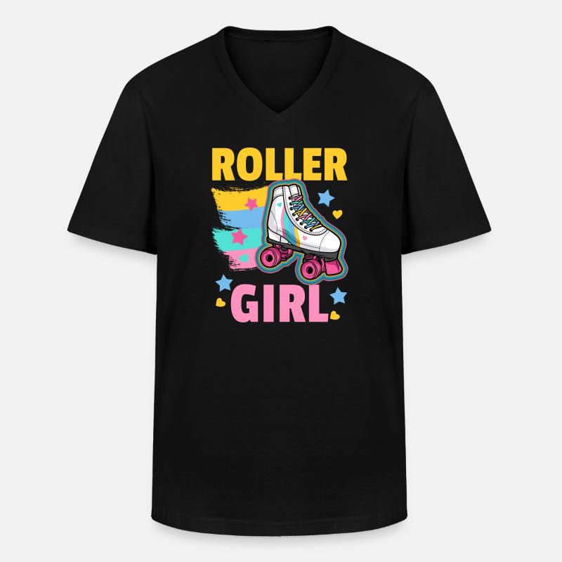 Rollschuhe Roller Girl - Männer-T-Shirt mit V-Ausschnitt - Schwarz