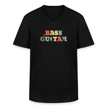 Basse Guitare Basse Guitare Basse Bassiste - T-shirt col V Homme - noir - Devant - AI Model Male 178 dark (178cm)