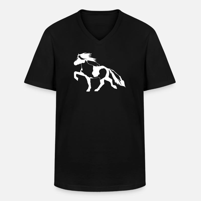 Edles Islandpferd Schecke gefleckter Isländer - Männer-T-Shirt mit V-Ausschnitt - Schwarz