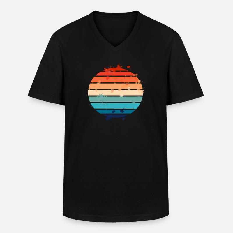 Splatter Retro Sunset - Männer-T-Shirt mit V-Ausschnitt - Schwarz