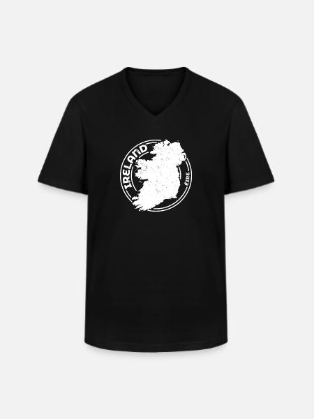 Ireland | Irish Map | Island Outline Stamp Design - Men's V-Neck T-Shirt - black