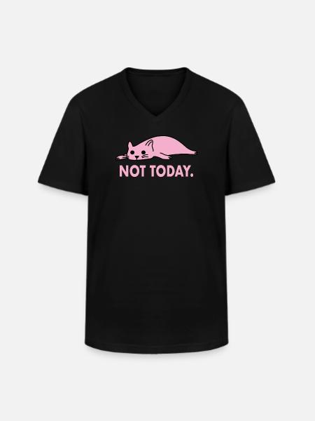 Not Today Cat Lazy Funny Work - Men's V-Neck T-Shirt - black