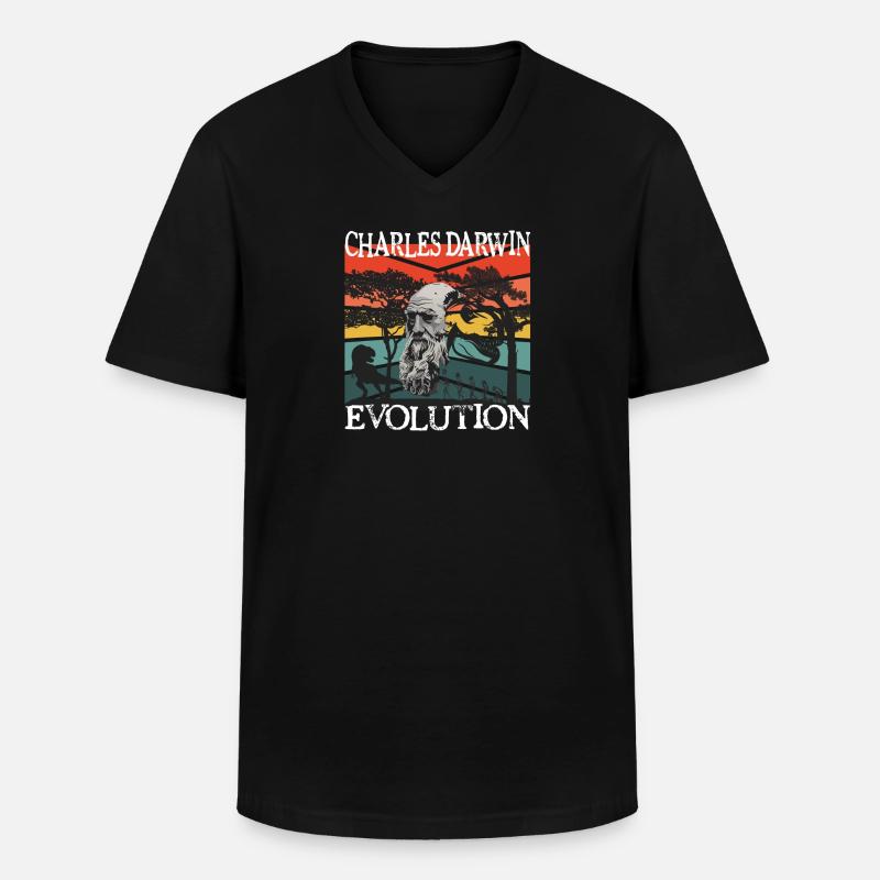 Charles Darwin Evolution textile gift idea - Men's V-Neck T-Shirt - black