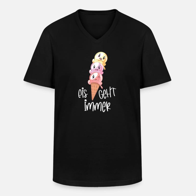 Eiscreme Lover Kawaii "Eis geht immer" - Männer-T-Shirt mit V-Ausschnitt - Schwarz