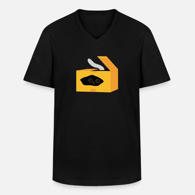Katt und Verpackungsdesign - Männer-T-Shirt mit V-Ausschnitt - Schwarz