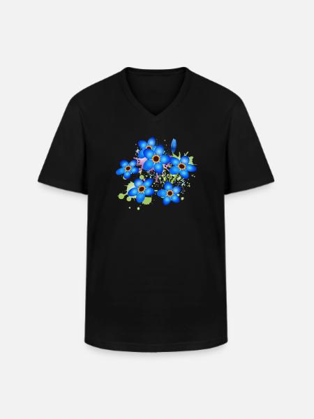 bright blue forget-me-not graffiti - Men's V-Neck T-Shirt - black