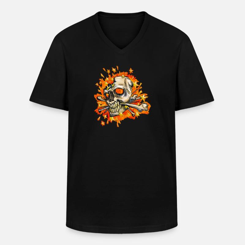 exploding skull - Men's V-Neck T-Shirt - black