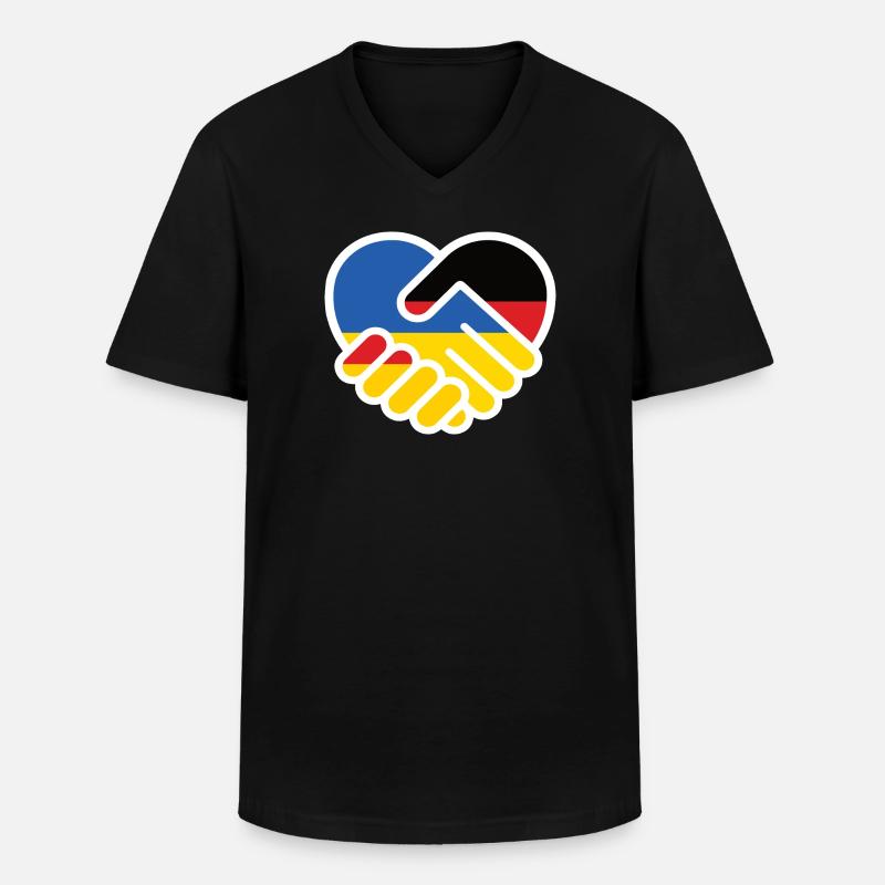 Solidaritätsherz DeutschlandUkraine - Männer-T-Shirt mit V-Ausschnitt - Schwarz