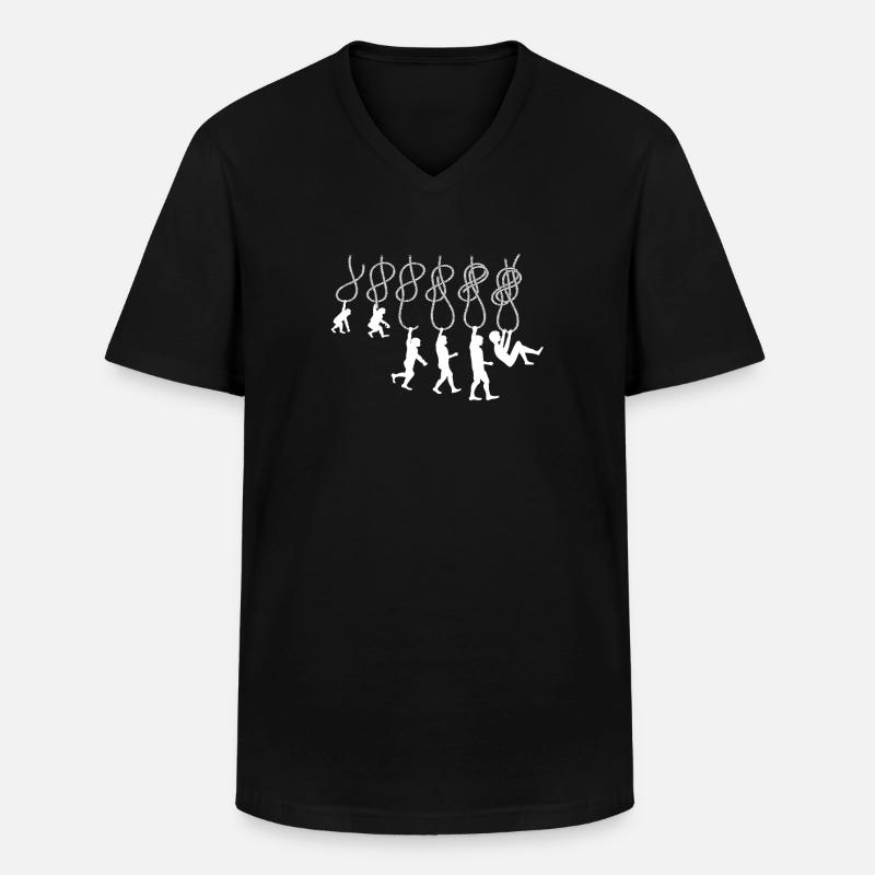 Evolution Klettern Kletterknoten Achter Knoten - Männer-T-Shirt mit V-Ausschnitt - Schwarz