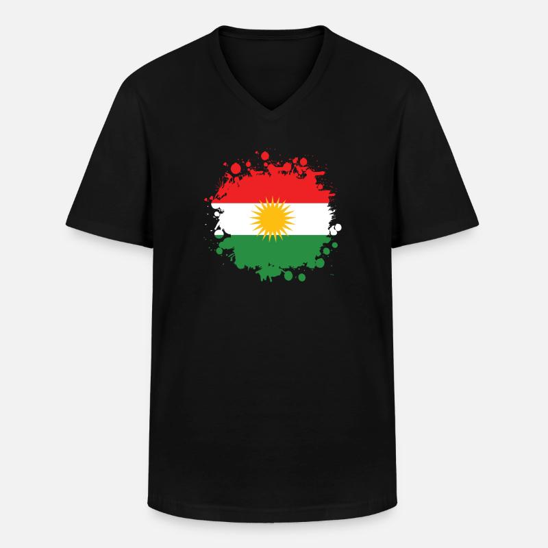 Kurdistan Splash Flaggen Design - Männer-T-Shirt mit V-Ausschnitt - Schwarz