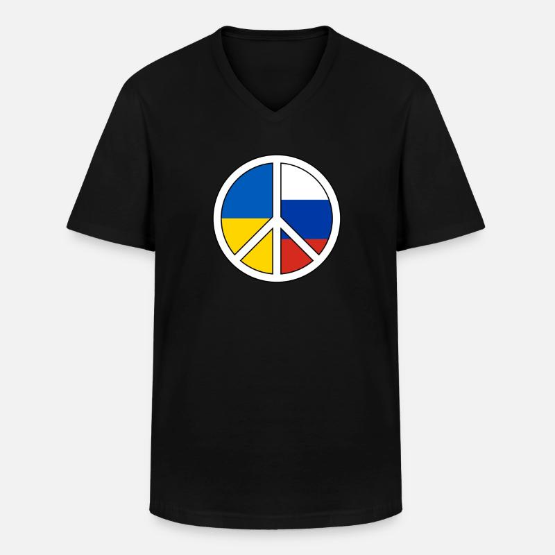 Friedenssymbol mit Farbblockmuster - Männer-T-Shirt mit V-Ausschnitt - Schwarz