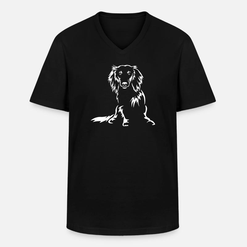 Dackel "Black Edition" - Männer-T-Shirt mit V-Ausschnitt - Schwarz