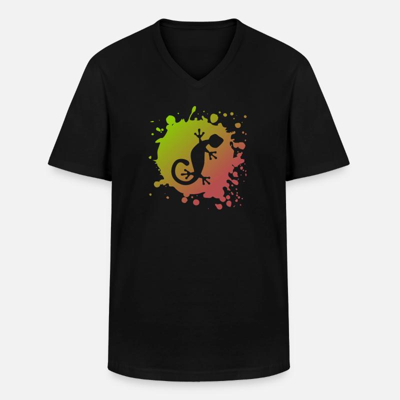 Eidechse Echse - Männer-T-Shirt mit V-Ausschnitt - Schwarz