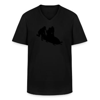 Women's Bobsleigh Track Men's Two-Man Bobsleigh Ride - Men's V-Neck T-Shirt - black - Front - AI Model Male 178 dark (178cm)