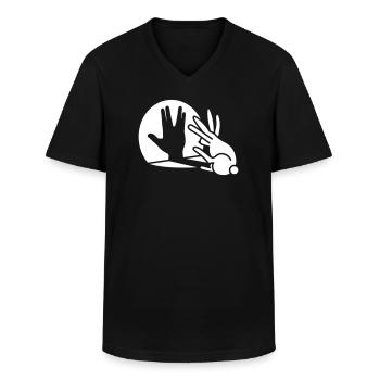 Kaninche Schatten Hand Vulkanischer Gruß trekkie - Männer-T-Shirt mit V-Ausschnitt - Schwarz - Vorne - AI Model Male 178 dark (178cm)