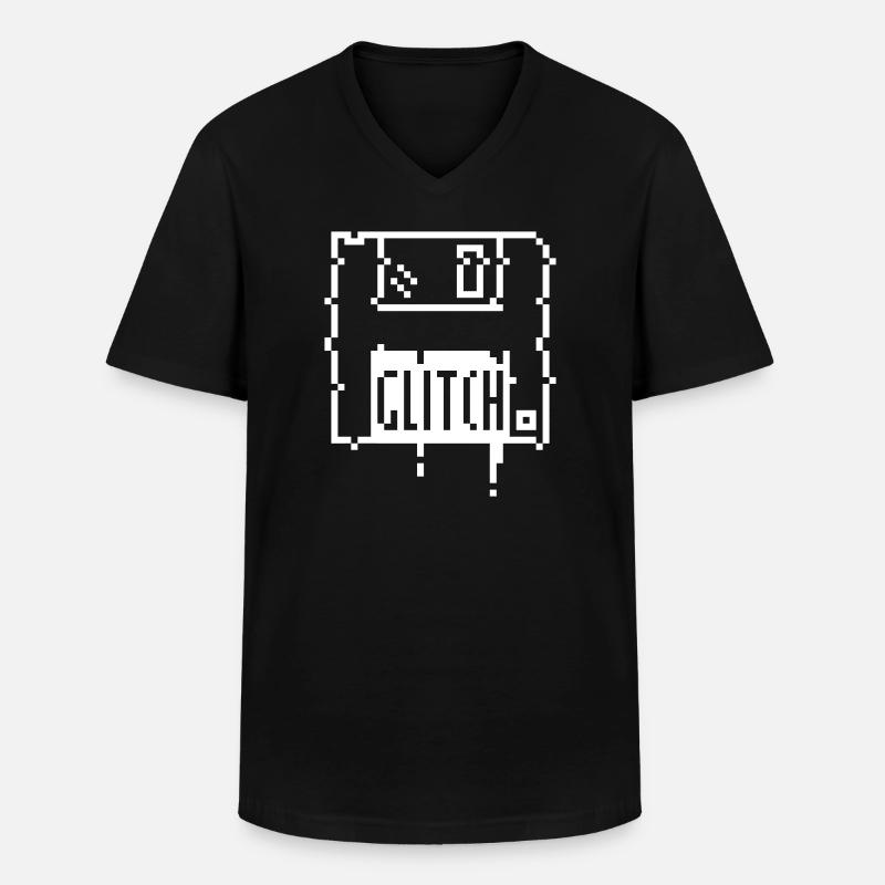8bit glitch disk - Männer-T-Shirt mit V-Ausschnitt - Schwarz