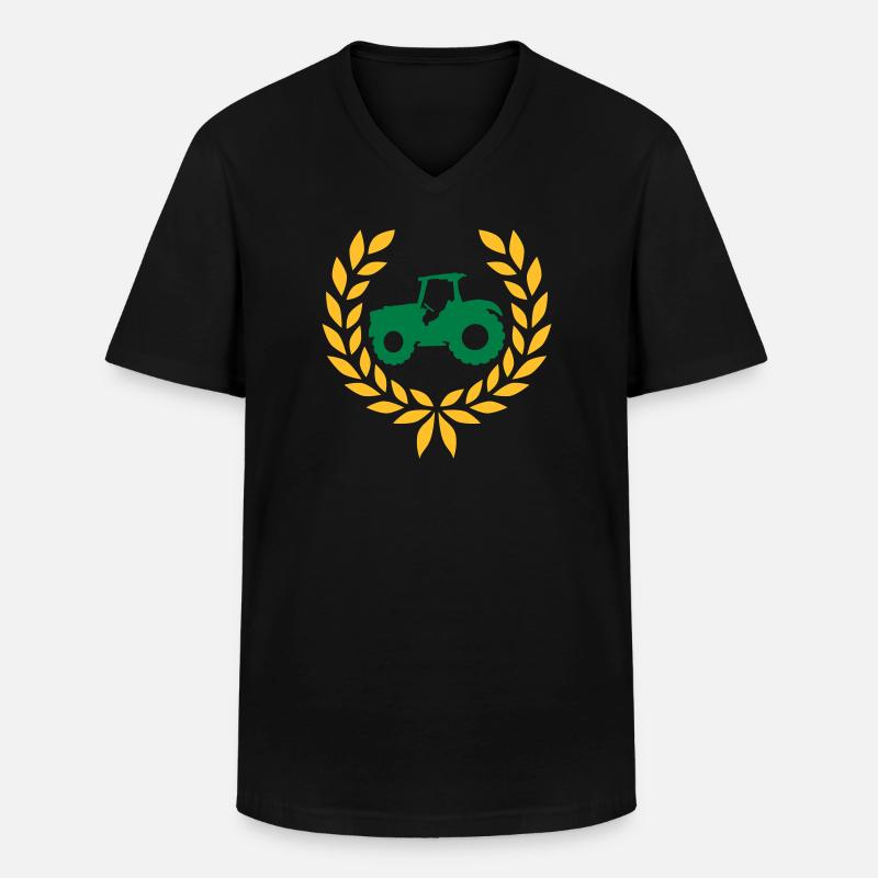 Traktor Lorbeerkranz Bauernhof - Männer-T-Shirt mit V-Ausschnitt - Schwarz