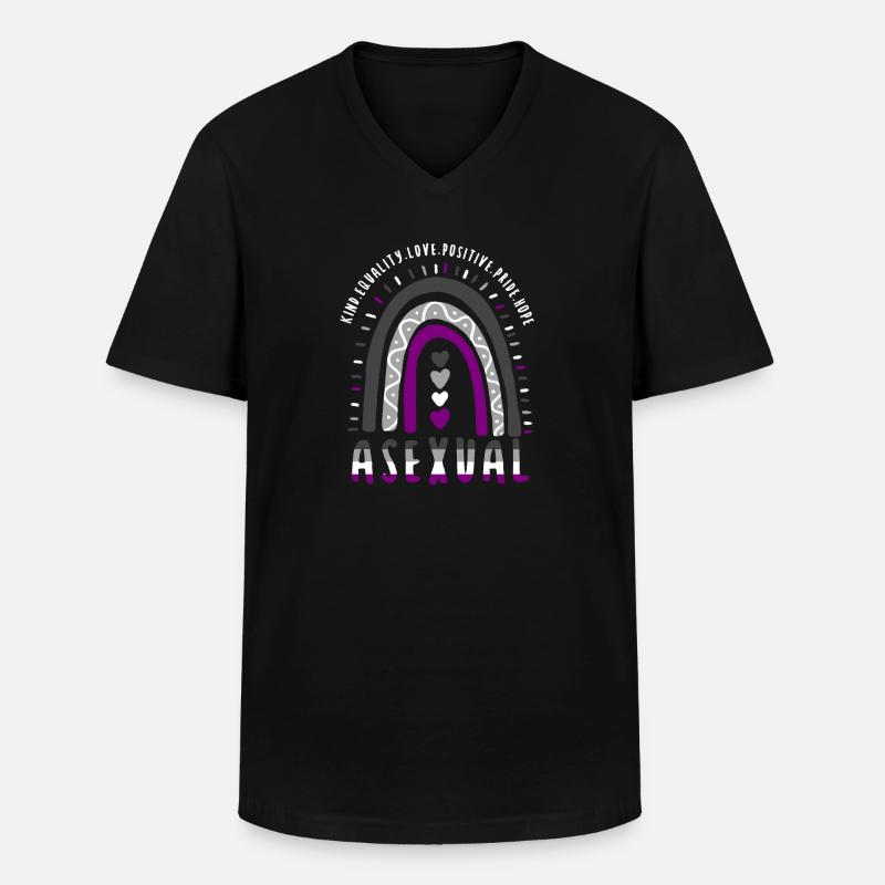 Asexual Pride Ace Pride Boho Regenbogen - Männer-T-Shirt mit V-Ausschnitt - Schwarz