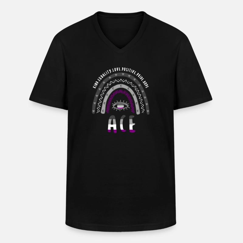 Boho Rainbow Ace Pride - T-shirt col V Homme - noir