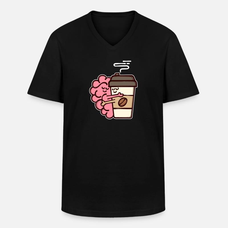 Kaffee Trinken Kaffeebohnen Kaffeeliebhaber - Männer-T-Shirt mit V-Ausschnitt - Schwarz