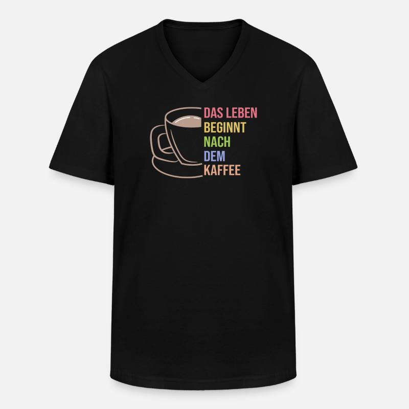 Kaffee Trinken Koffein Kaffeetasse Statement - Männer-T-Shirt mit V-Ausschnitt - Schwarz