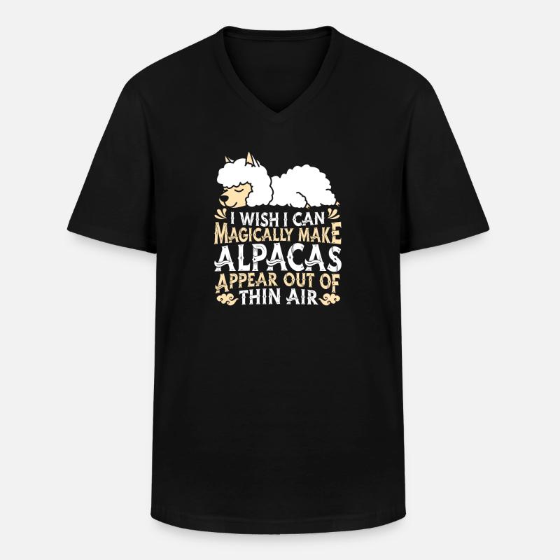 Alpaka - Männer-T-Shirt mit V-Ausschnitt - Schwarz