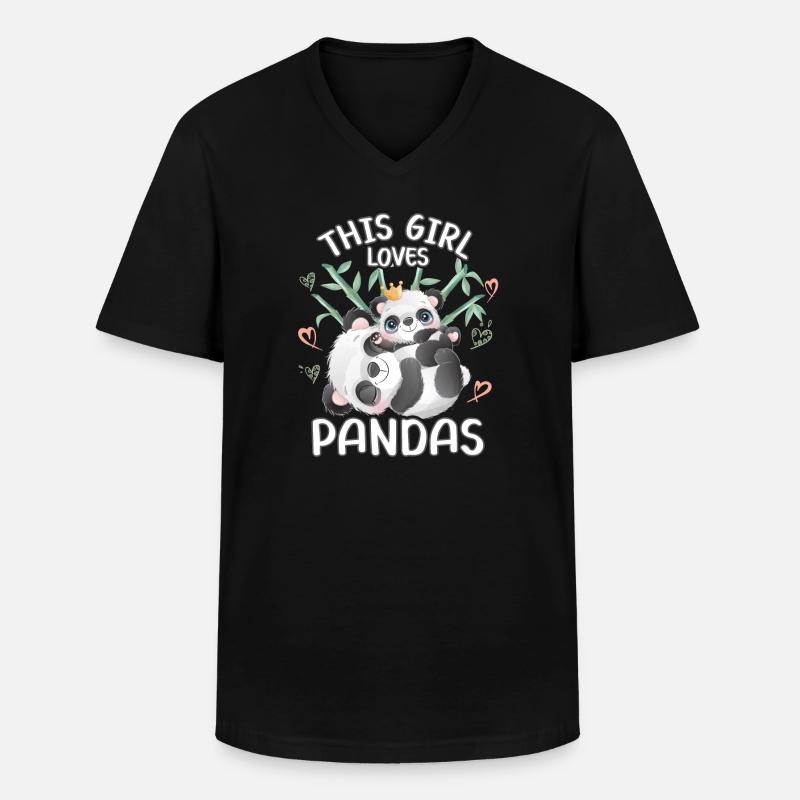 Dieses Maedchen Liebt Pandas - Männer-T-Shirt mit V-Ausschnitt - Schwarz