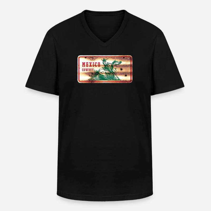 Mexiko Cowboy Schild - Männer-T-Shirt mit V-Ausschnitt - Schwarz