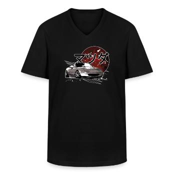 Car Mx5 Miata Japanische Schrift - Männer-T-Shirt mit V-Ausschnitt - Schwarz - Vorne - AI Model Male 178 dark (178cm)