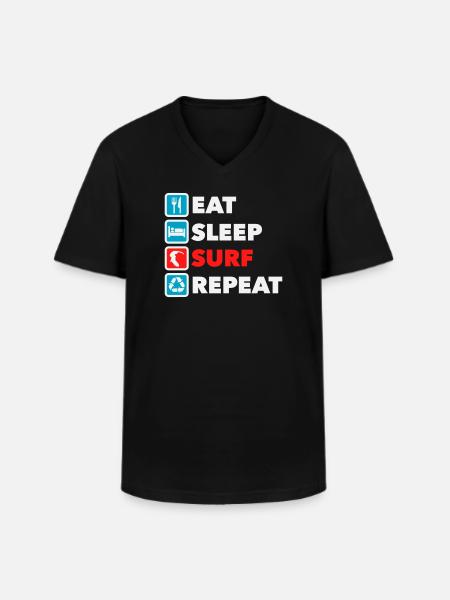 Eat Sleep Surf Repeat - Men's V-Neck T-Shirt - black