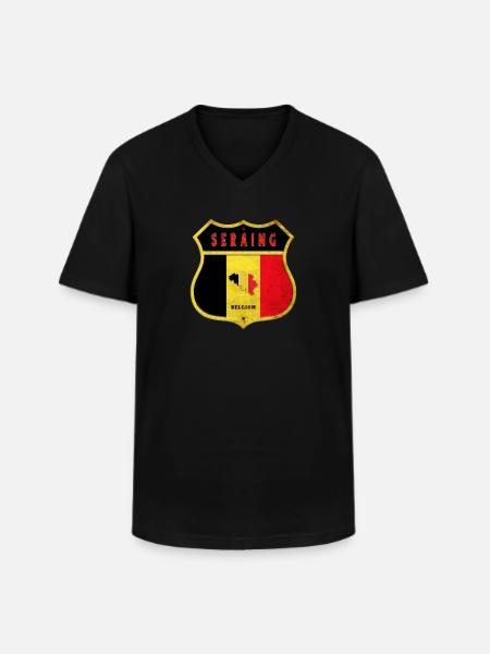 Seraing Belgique Armoiries Drapeaux Design - T-shirt col V Homme - noir