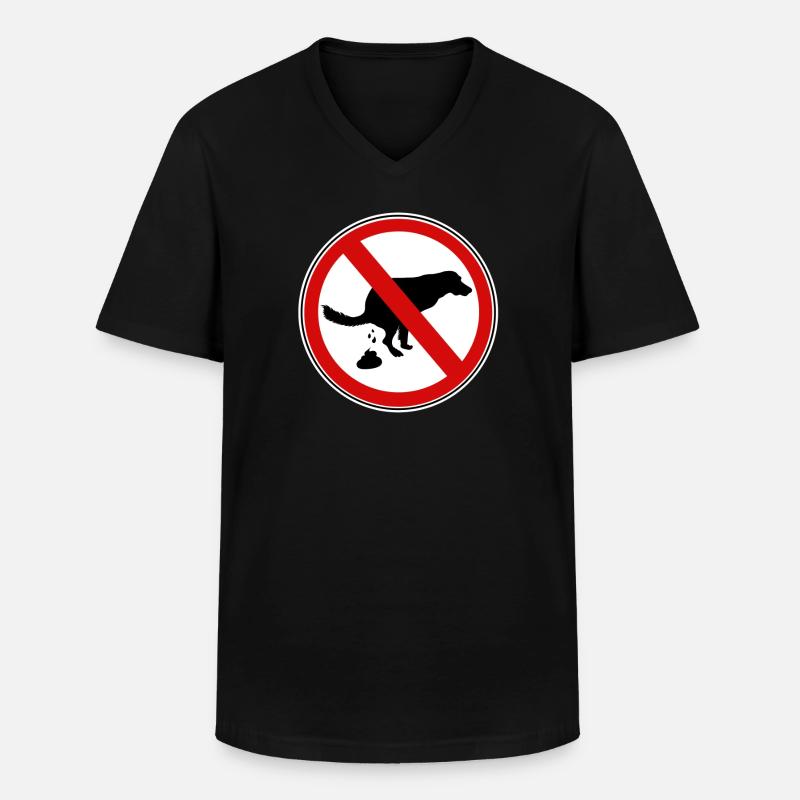 Hunde scheiße Verbotsschild - Männer-T-Shirt mit V-Ausschnitt - Schwarz