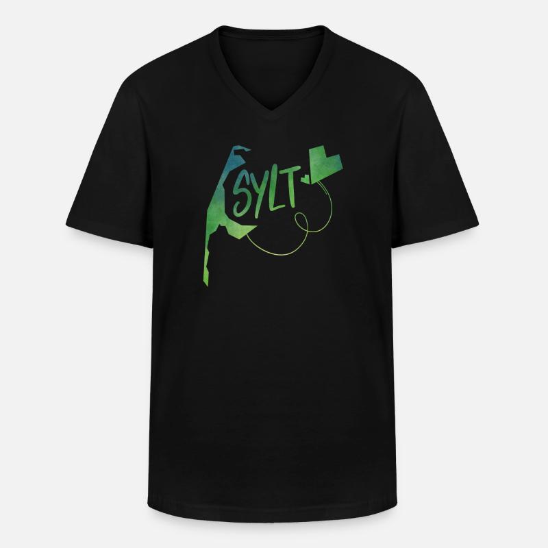 Sylt - Männer-T-Shirt mit V-Ausschnitt - Schwarz